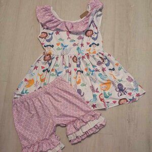 Mermaid Ruffle Top Short Set